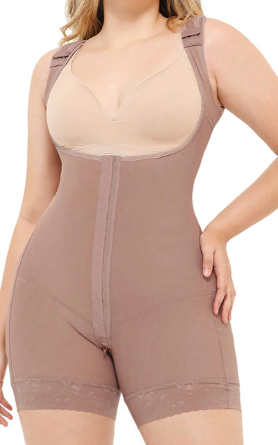 F0064 - MID-THIGH FAJA WITH SLEEVES